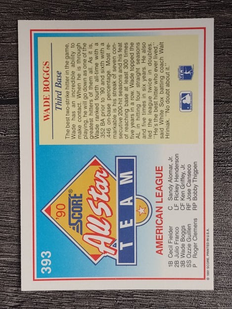 1991 Score #393 Wade Boggs AS