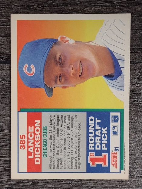 1991 Score #385 Lance Dickson RC