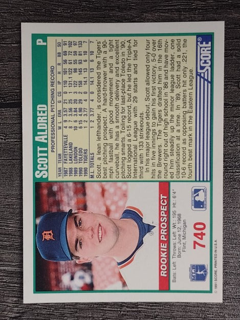 1991 Score #740 Scott Aldred