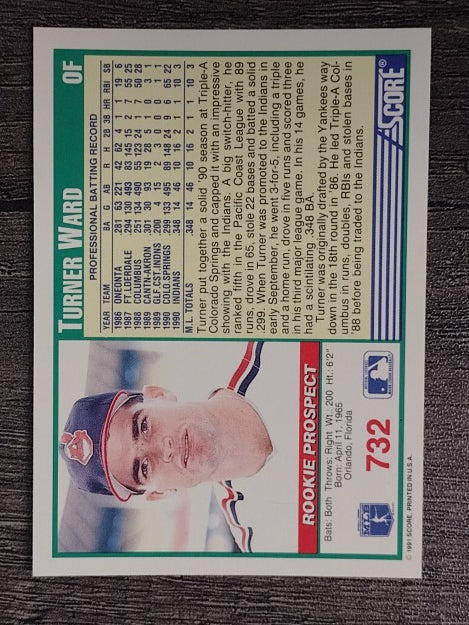 1991 Score #732 Turner Ward RC