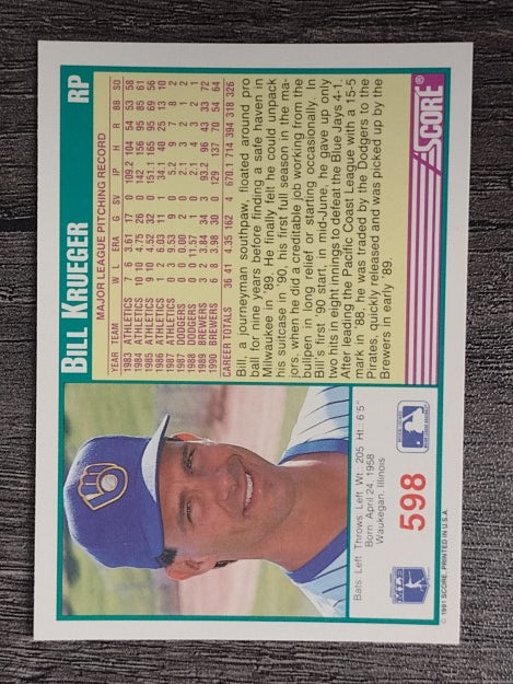 1991 Score #598 Bill Krueger