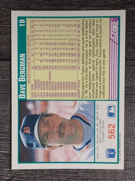 1991 Score #562 Dave Bergman