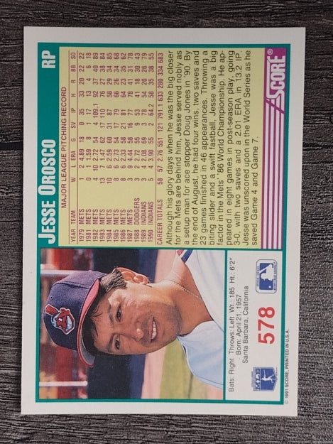 1991 Score #578 Jesse Orosco