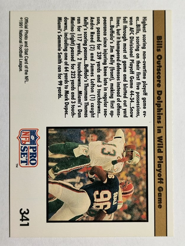 1991 Pro Set #341B Highest Scoring REP/Jim Kelly Passing/No NFLPA logo on back