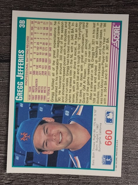 1991 Score #660 Gregg Jefferies
