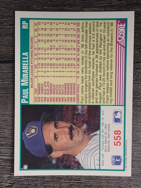 1991 Score #558 Paul Mirabella