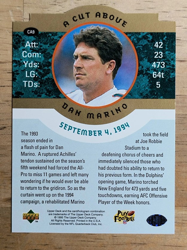 1996 Collector's Choice Dan Marino A Cut Above #CA9 Dan Marino/Comeback
