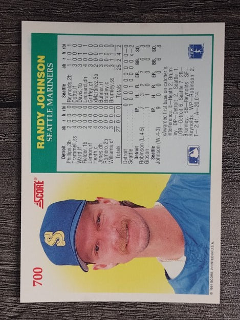 1991 Score #700 Randy Johnson NH