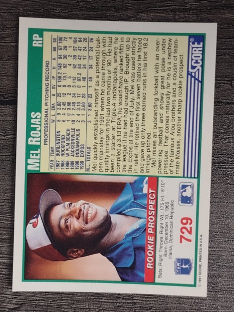 1991 Score #729 Mel Rojas
