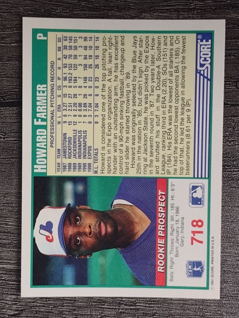 1991 Score #718 Howard Farmer
