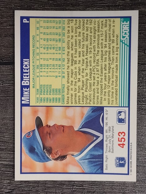 1991 Score #453 Mike Bielecki