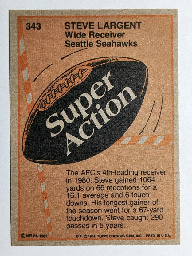 1981 Topps #343 Steve Largent SA