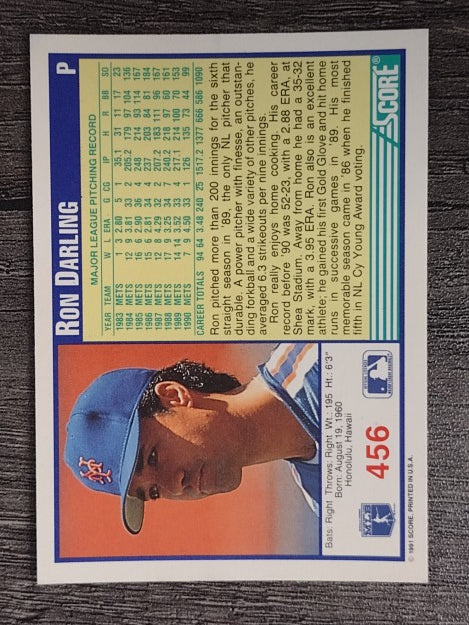 1991 Score #456 Ron Darling