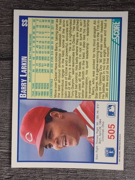 1991 Score #505 Barry Larkin