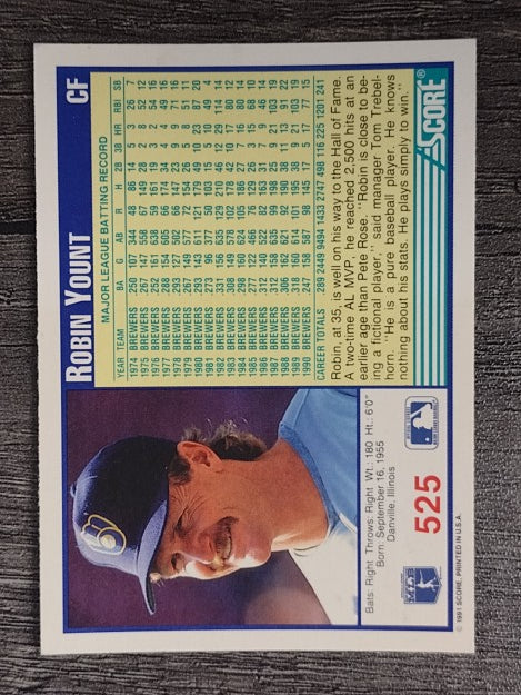 1991 Score #525 Robin Yount