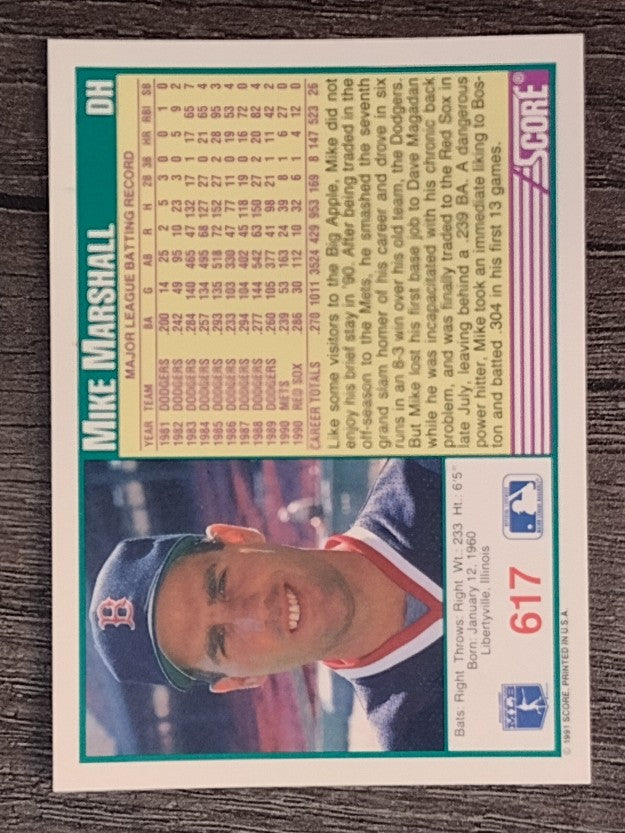 1991 Score #617 Mike Marshall