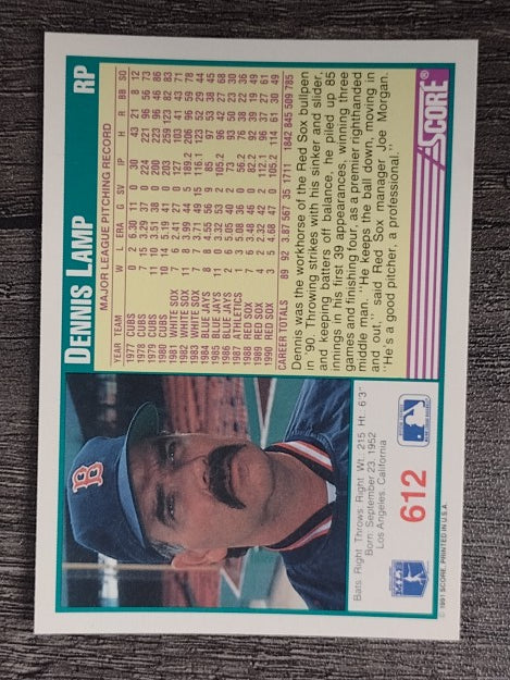 1991 Score #612 Dennis Lamp