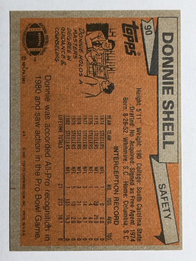 1981 Topps #90 Donnie Shell