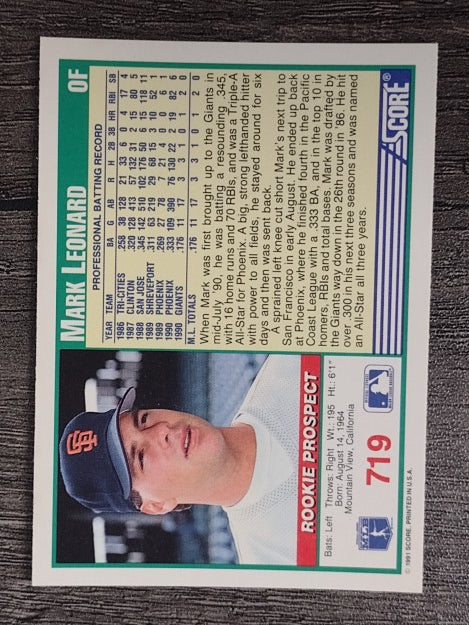 1991 Score #719 Mark Leonard RC