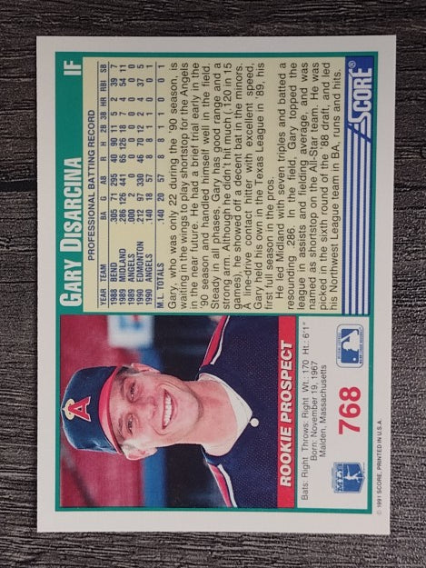 1991 Score #768 Gary DiSarcina