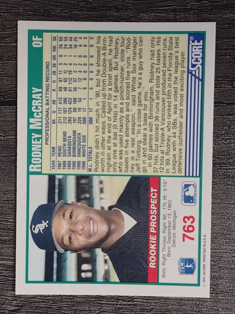 1991 Score #763 Rodney McCray RC