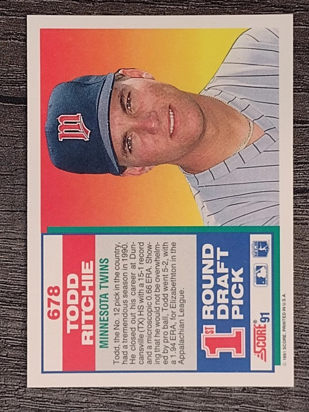1991 Score #678 Todd Ritchie RC