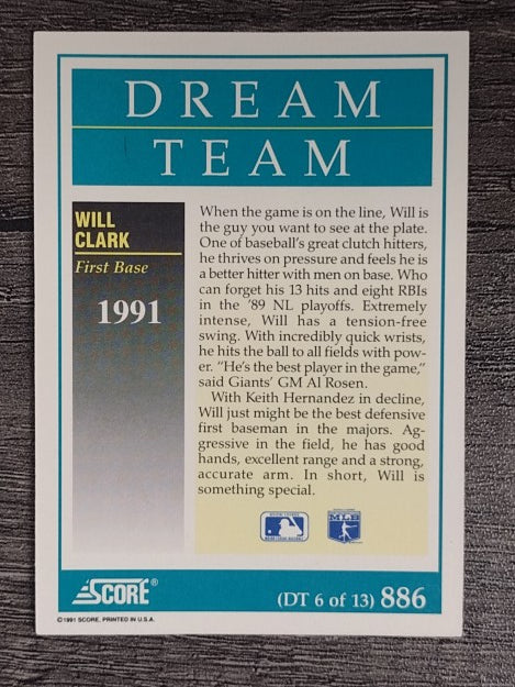 1991 Score #886 Will Clark DT