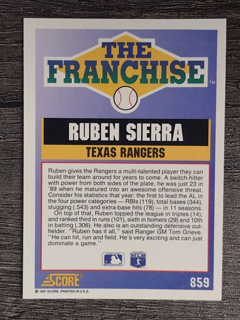 1991 Score #859 Ruben Sierra FRAN