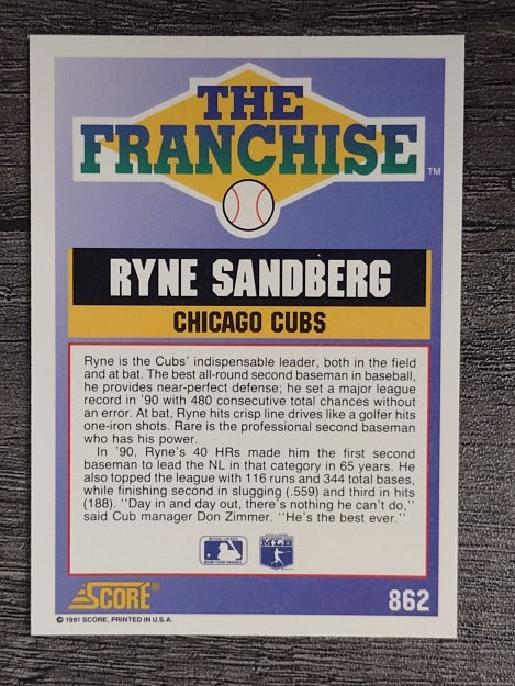 1991 Score #862 Ryne Sandberg FRAN