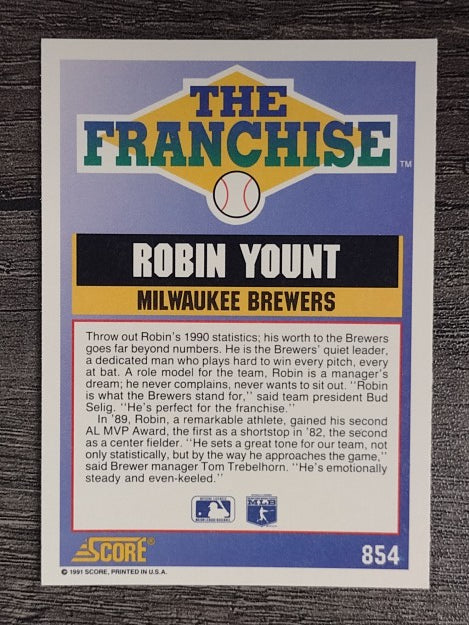 1991 Score #854 Robin Yount FRAN