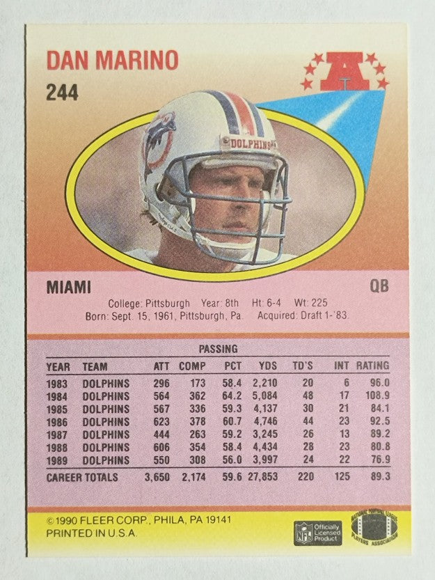 1990 Fleer #244 Dan Marino
