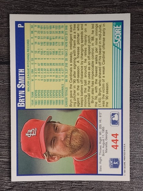 1991 Score #444 Bryn Smith