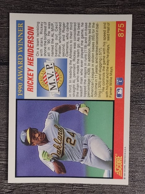 1991 Score #875 Rickey Henderson MVP