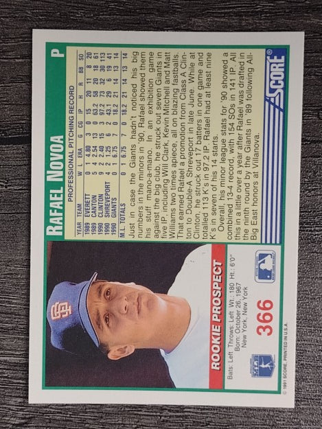 1991 Score #366 Rafael Novoa RC