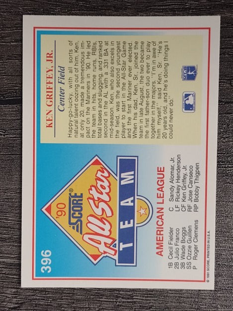 1991 Score #396 Ken Griffey Jr. AS