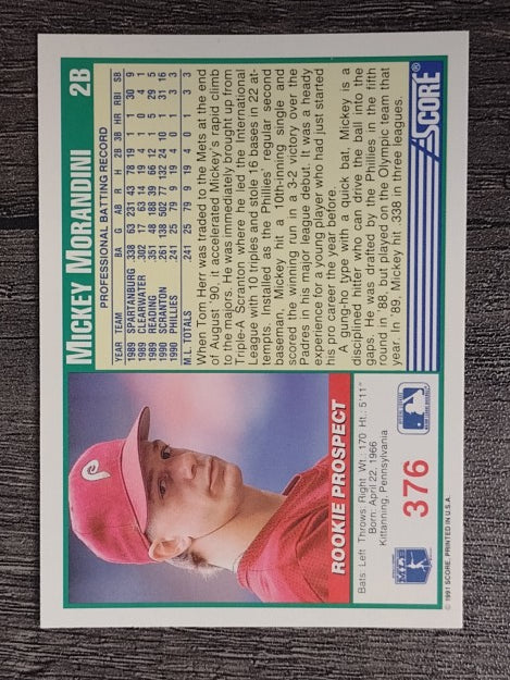 1991 Score #376 Mickey Morandini