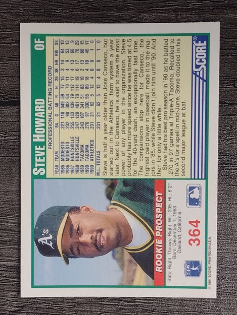 1991 Score #364 Steve Howard