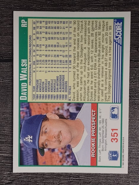 1991 Score #351 David Walsh RC