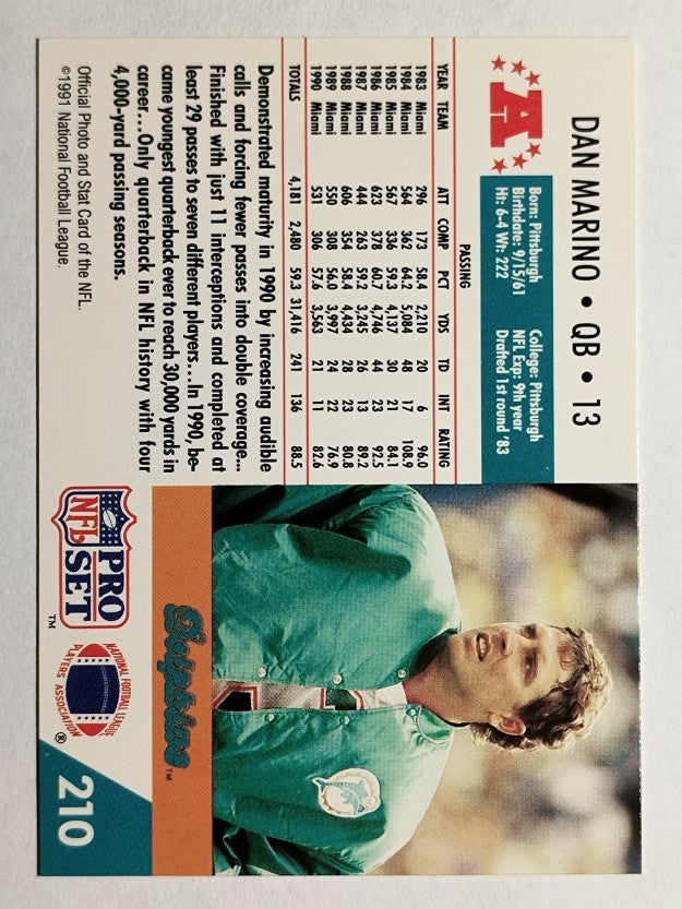 1991 Pro Set #210 Dan Marino