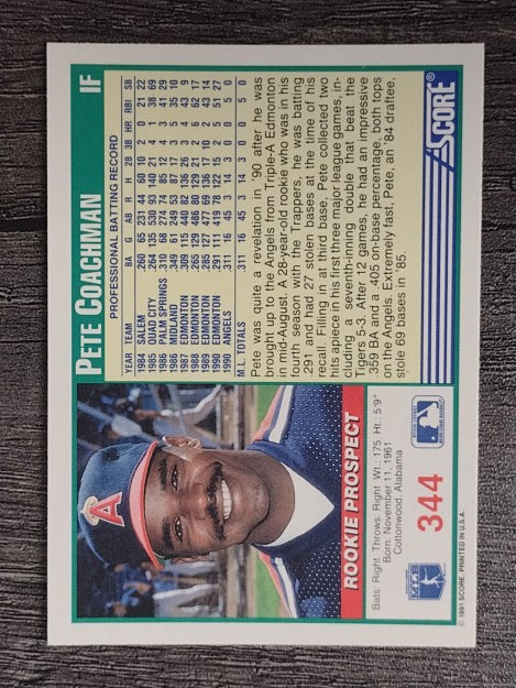1991 Score #344 Pete Coachman RC