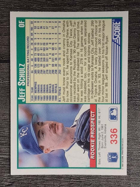 1991 Score #336 Jeff Schulz RC