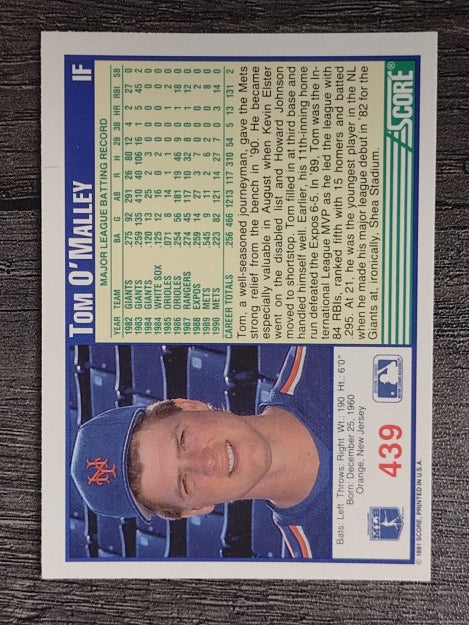 1991 Score #439 Tom O'Malley