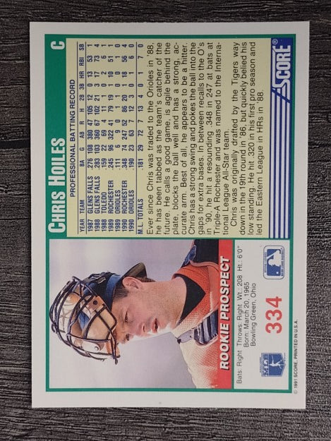 1991 Score #334 Chris Hoiles