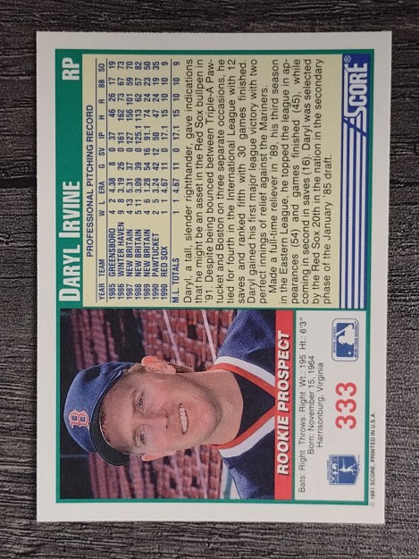 1991 Score #333 Daryl Irvine RC