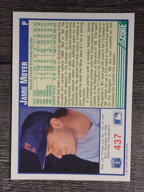 1991 Score #437 Jamie Moyer