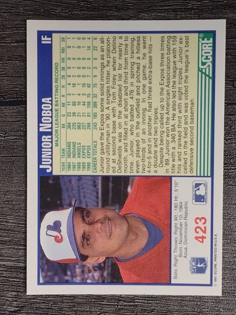 1991 Score #423 Junior Noboa