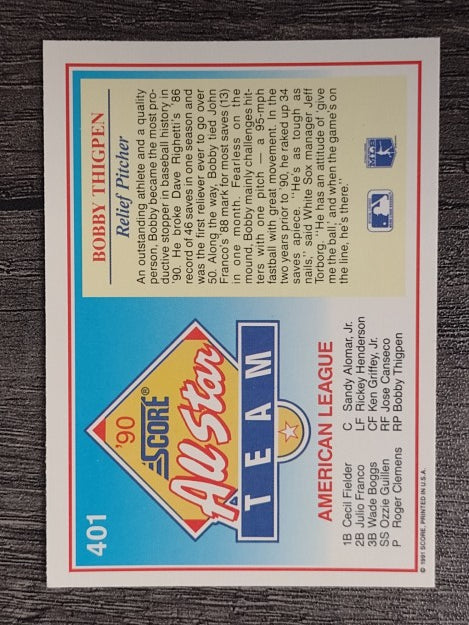 1991 Score #401 Bobby Thigpen AS