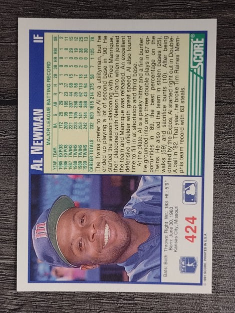 1991 Score #424 Al Newman