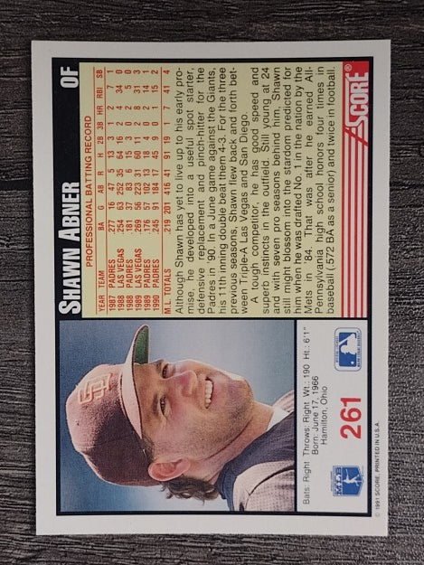 1991 Score #261 Shawn Abner
