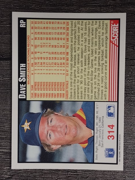 1991 Score #314 Dave Smith